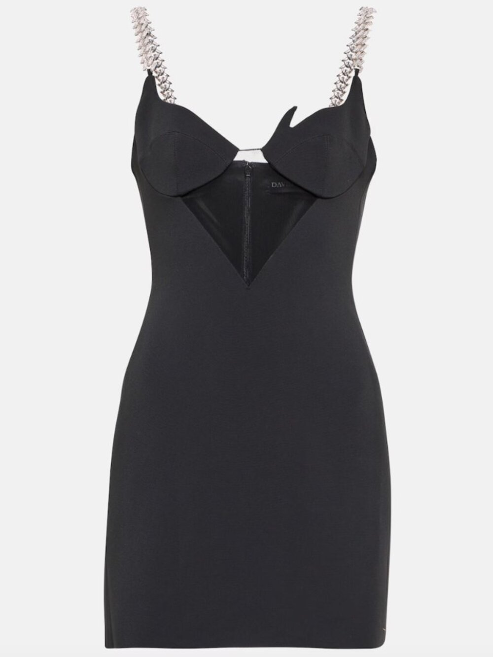 David Koma black mesh-panel crystal embellished minidress